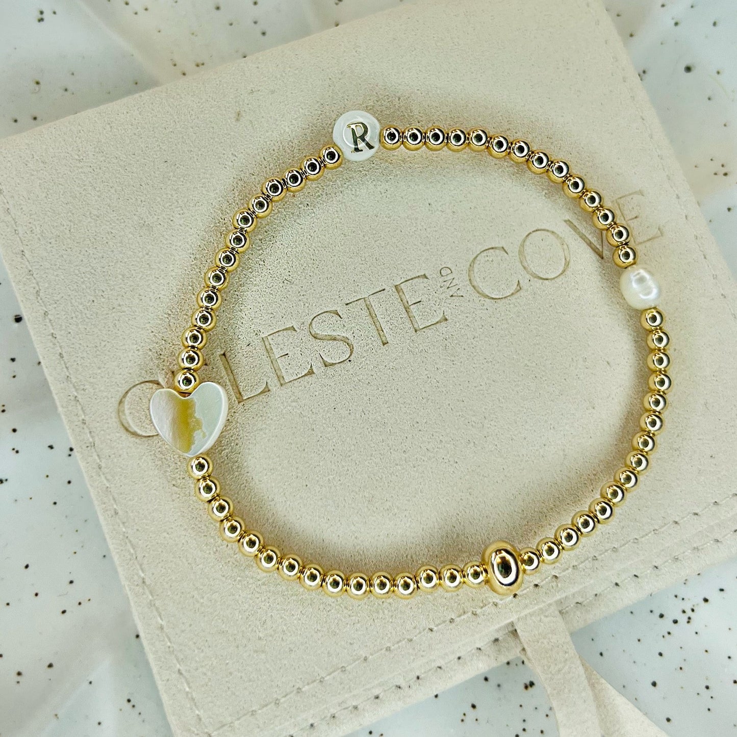 Shell & Pearl Initial Bracelet