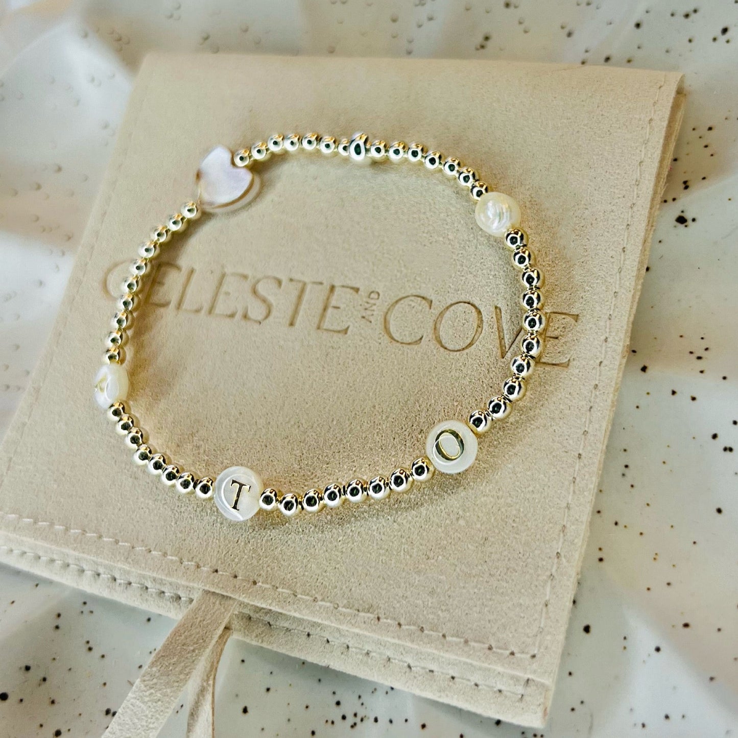 Shell & Pearl Initial Bracelet