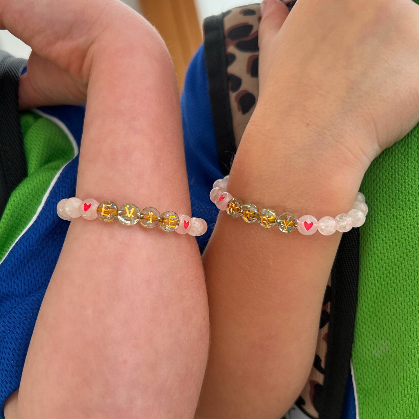 Children's Personalised Rose Quartz Bracelet