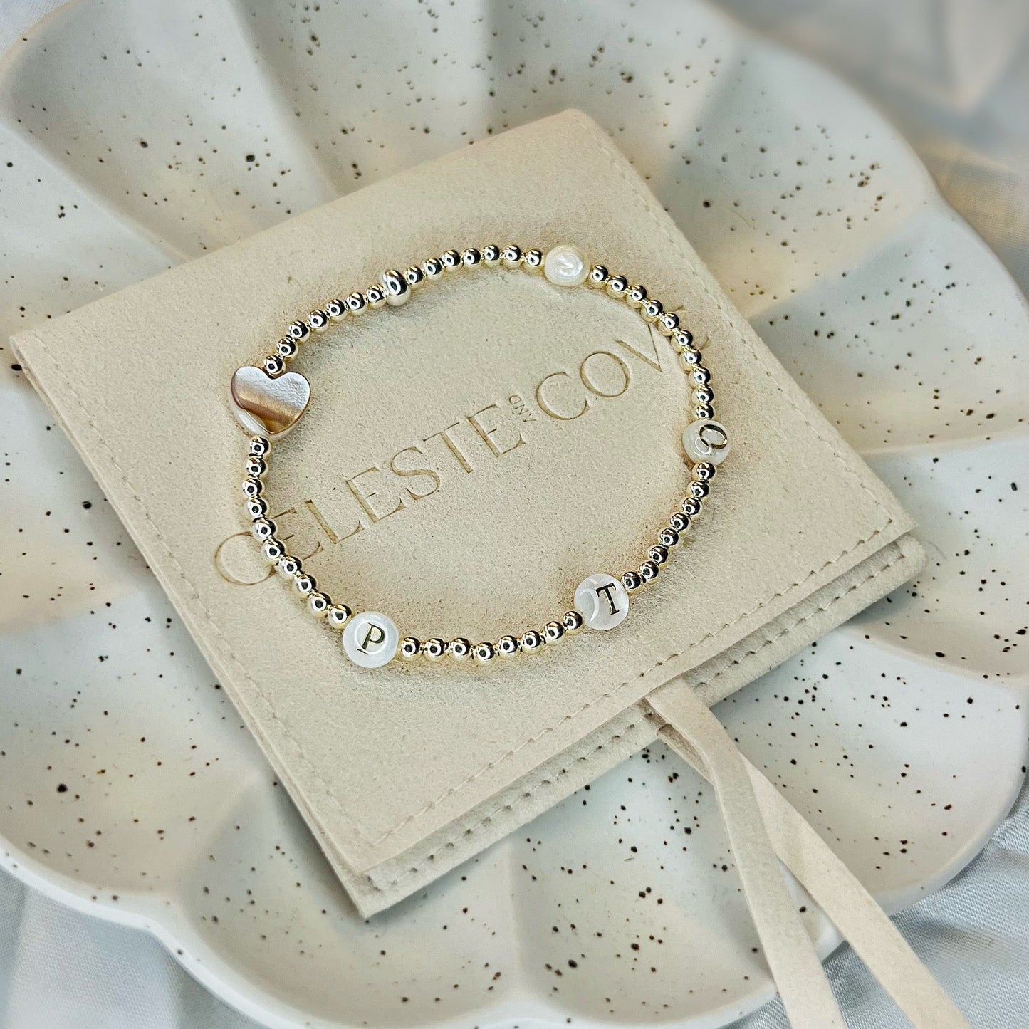 Shell & Pearl Initial Bracelet