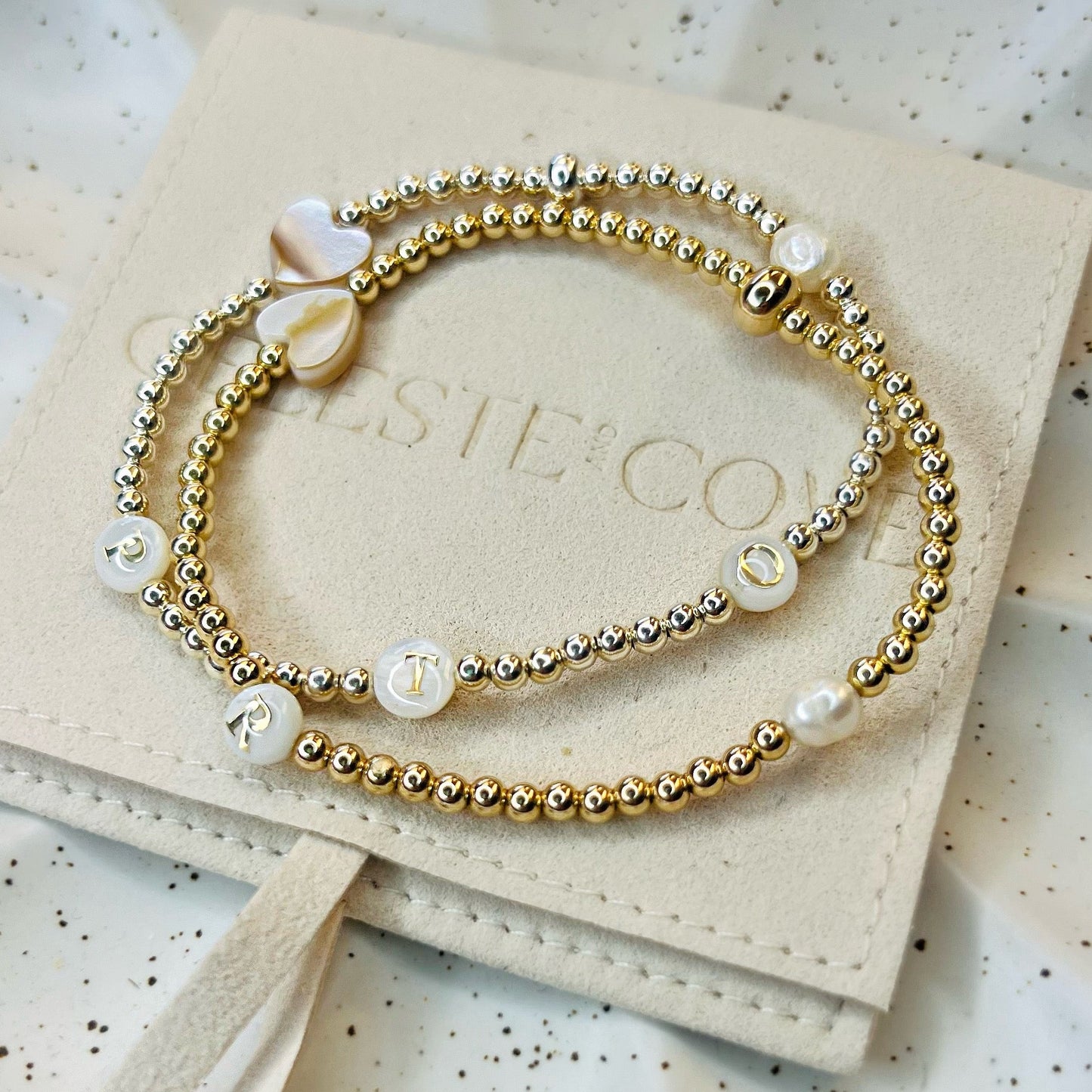 Shell & Pearl Initial Bracelet