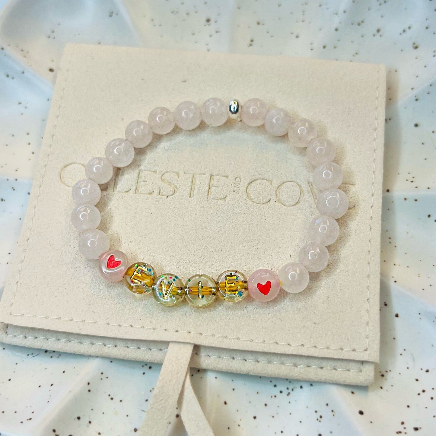 Children's Personalised Rose Quartz Bracelet